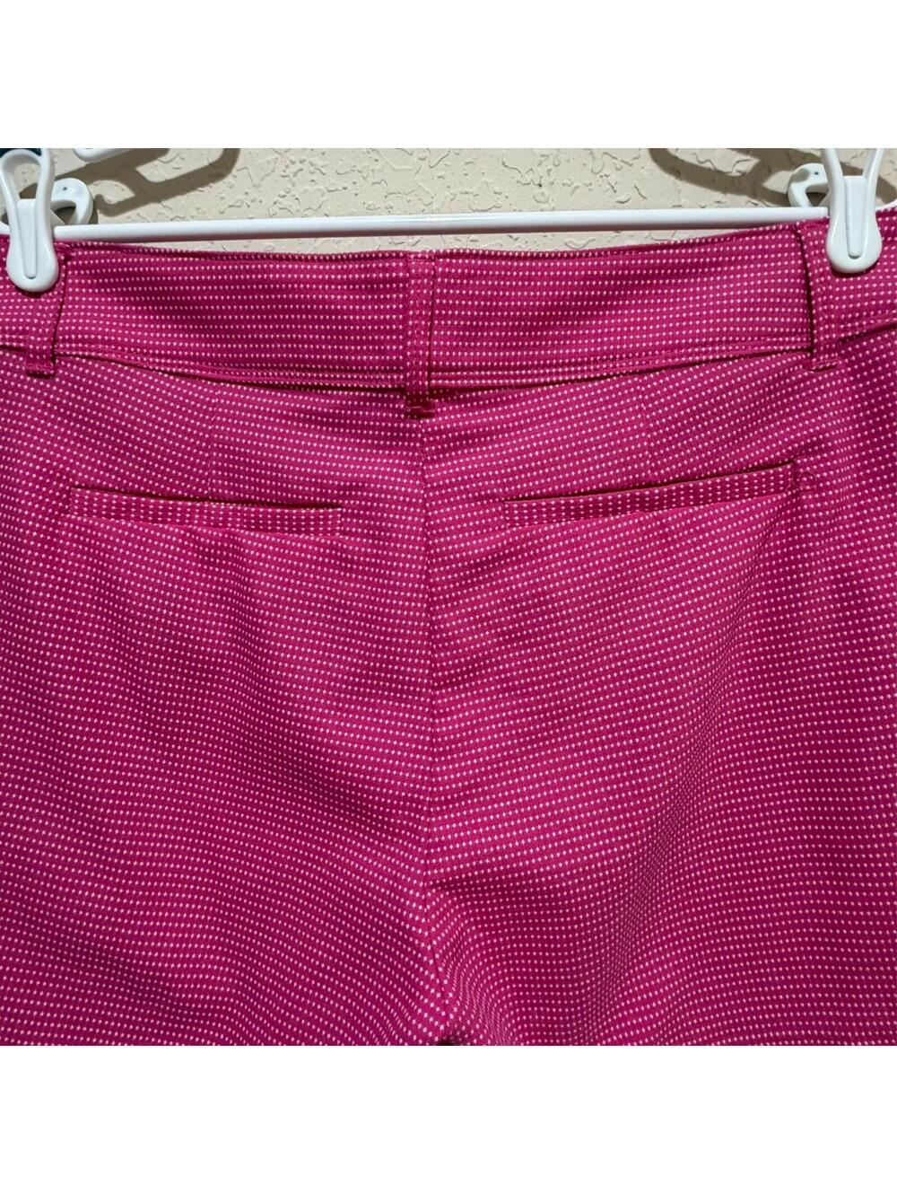 Isaac Mizrahi Women's Chino Shorts Pink White Micro Dots Bright Preppy Casual 10 - Picture 7 of 12